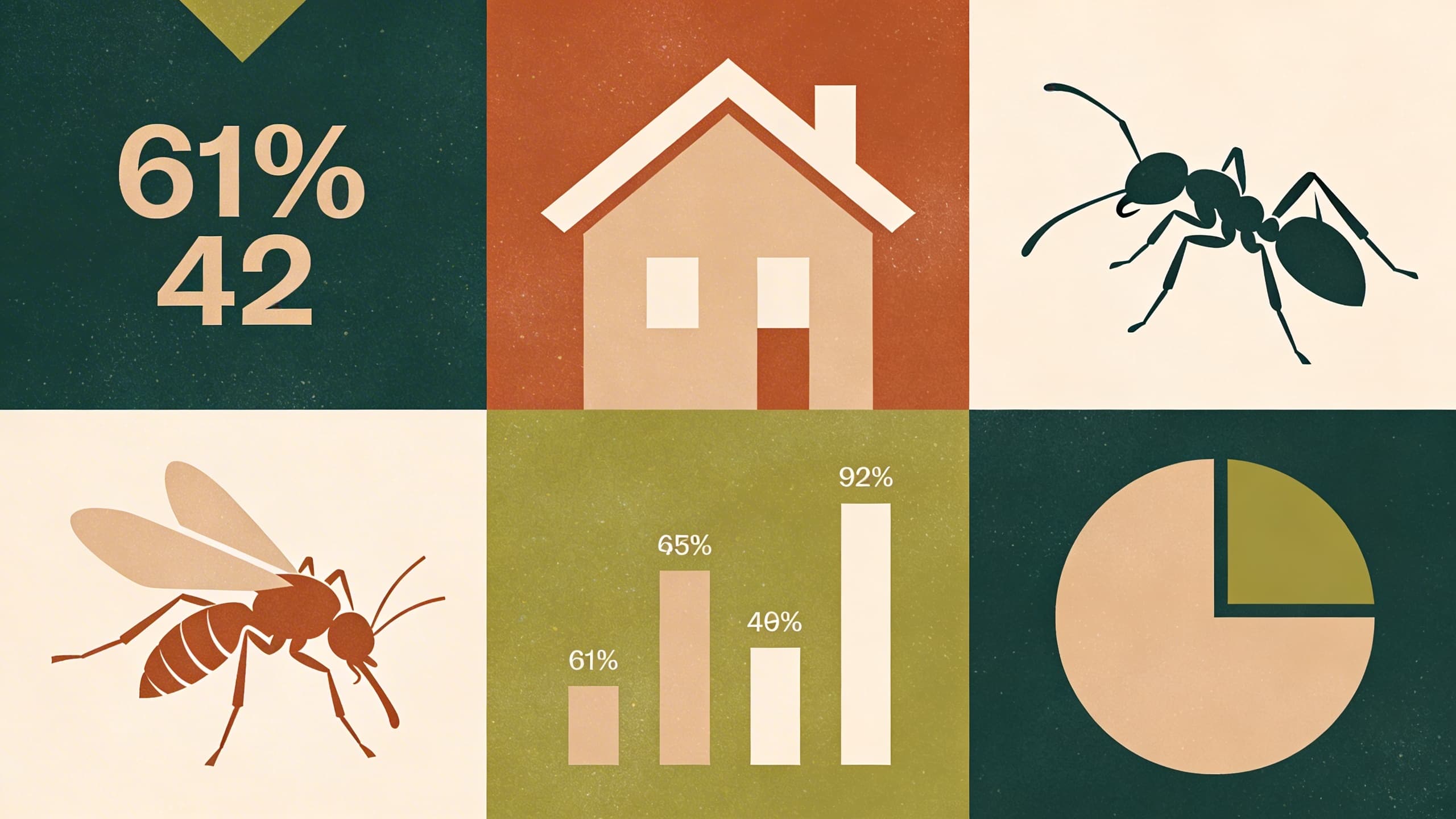 Abstract chart showing mosquito and fire ant icons with percentage indicators, homeowner protection priorities visualization