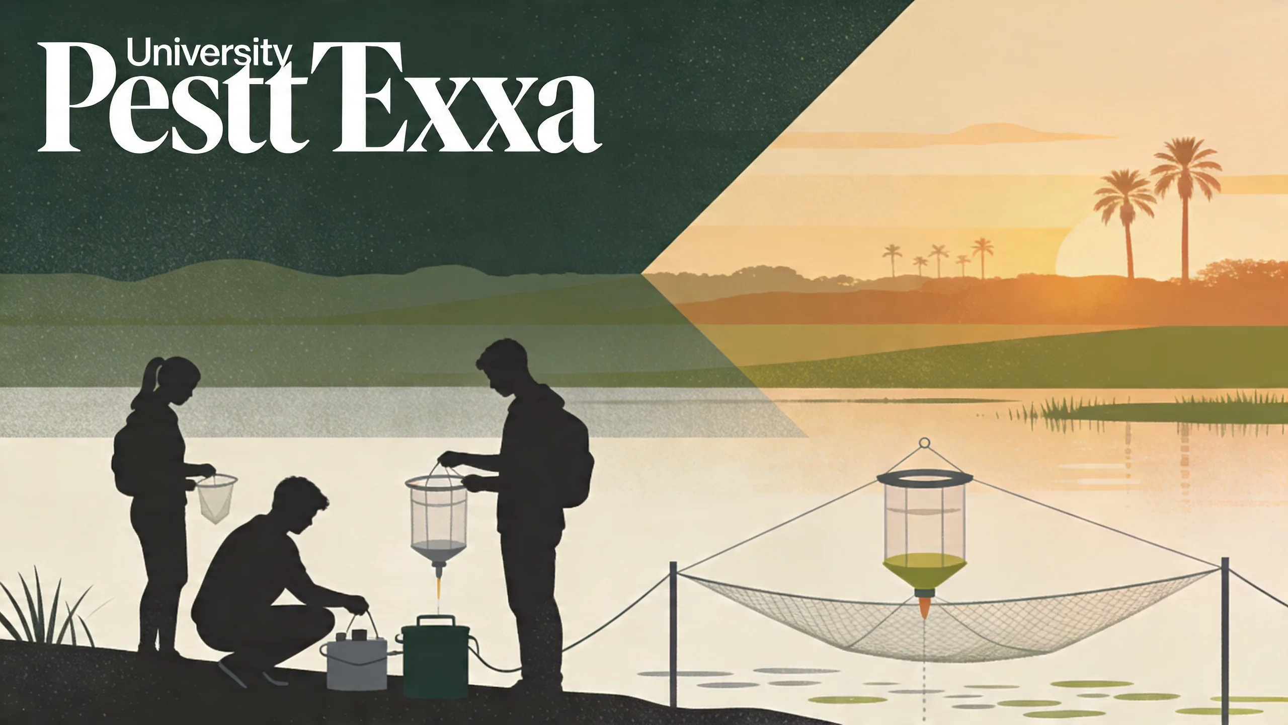 University students working with mosquito surveillance equipment in South Texas field setting
