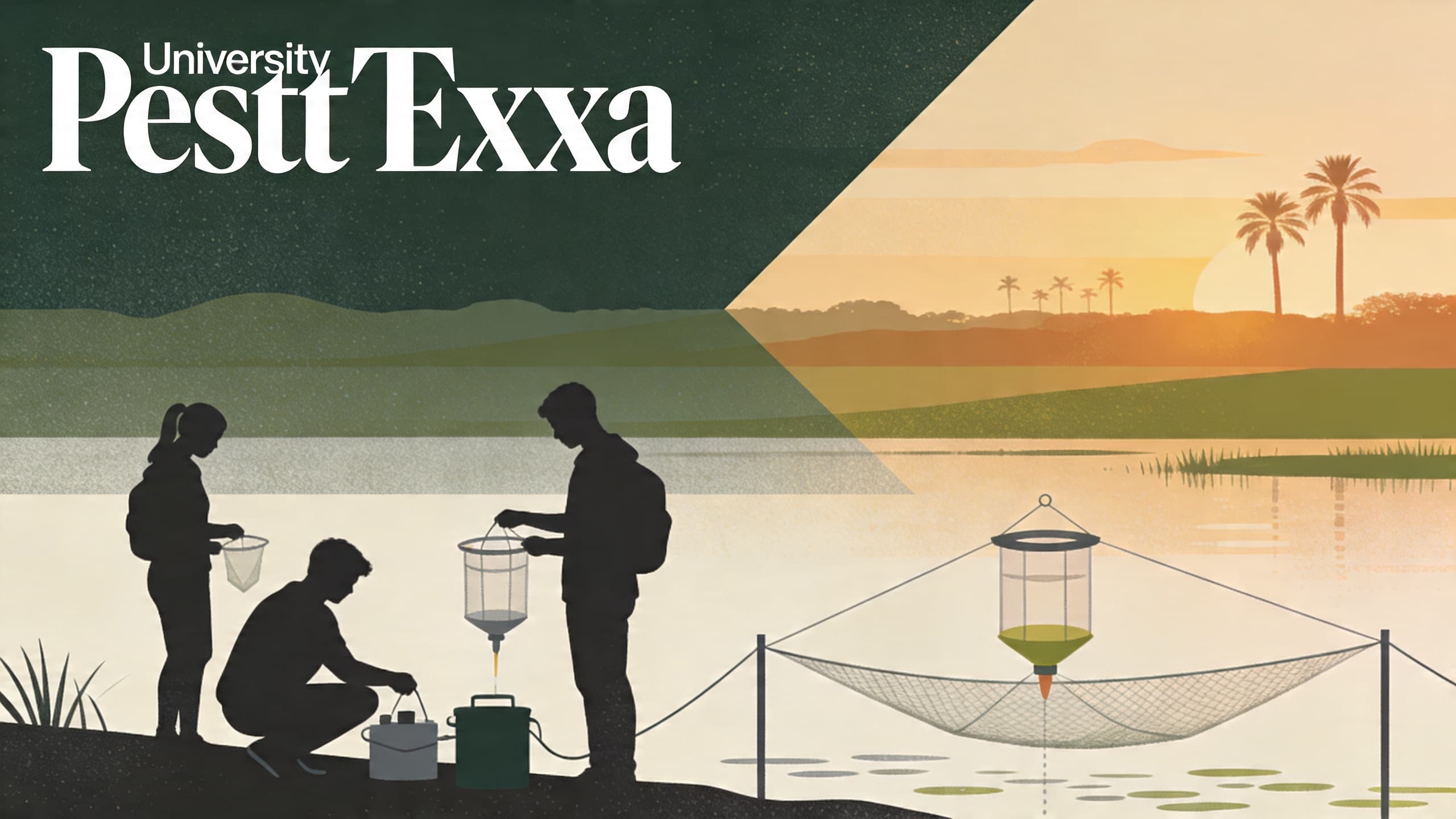 University students working with mosquito surveillance equipment in South Texas field setting