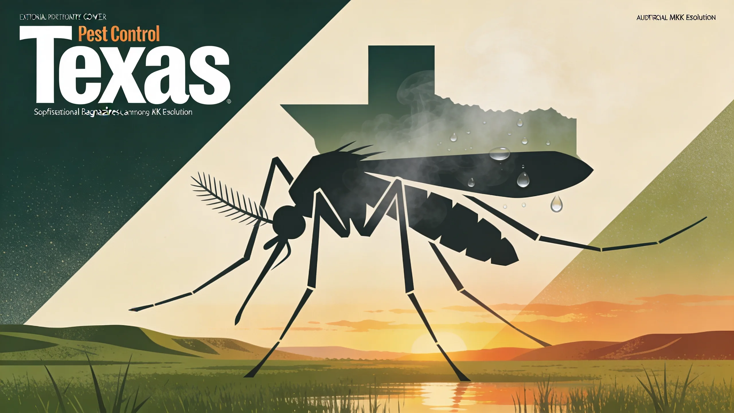 Mosquito on human skin with blurred Texas landscape background