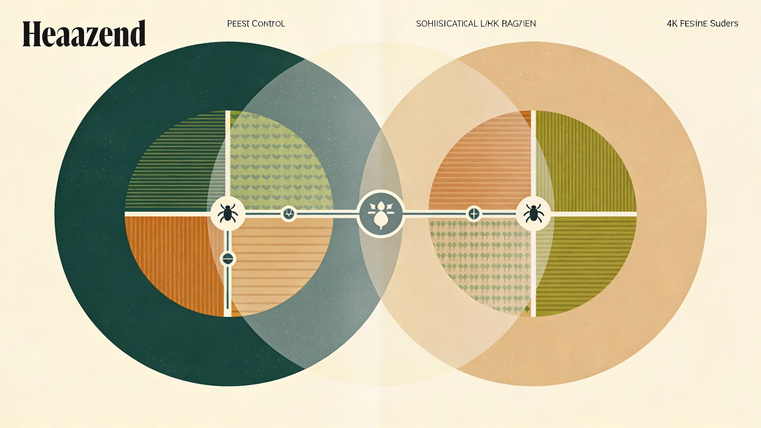 Abstract illustration of overlapping circles representing protected ecosystems and agricultural fields with connecting mitigation pathways