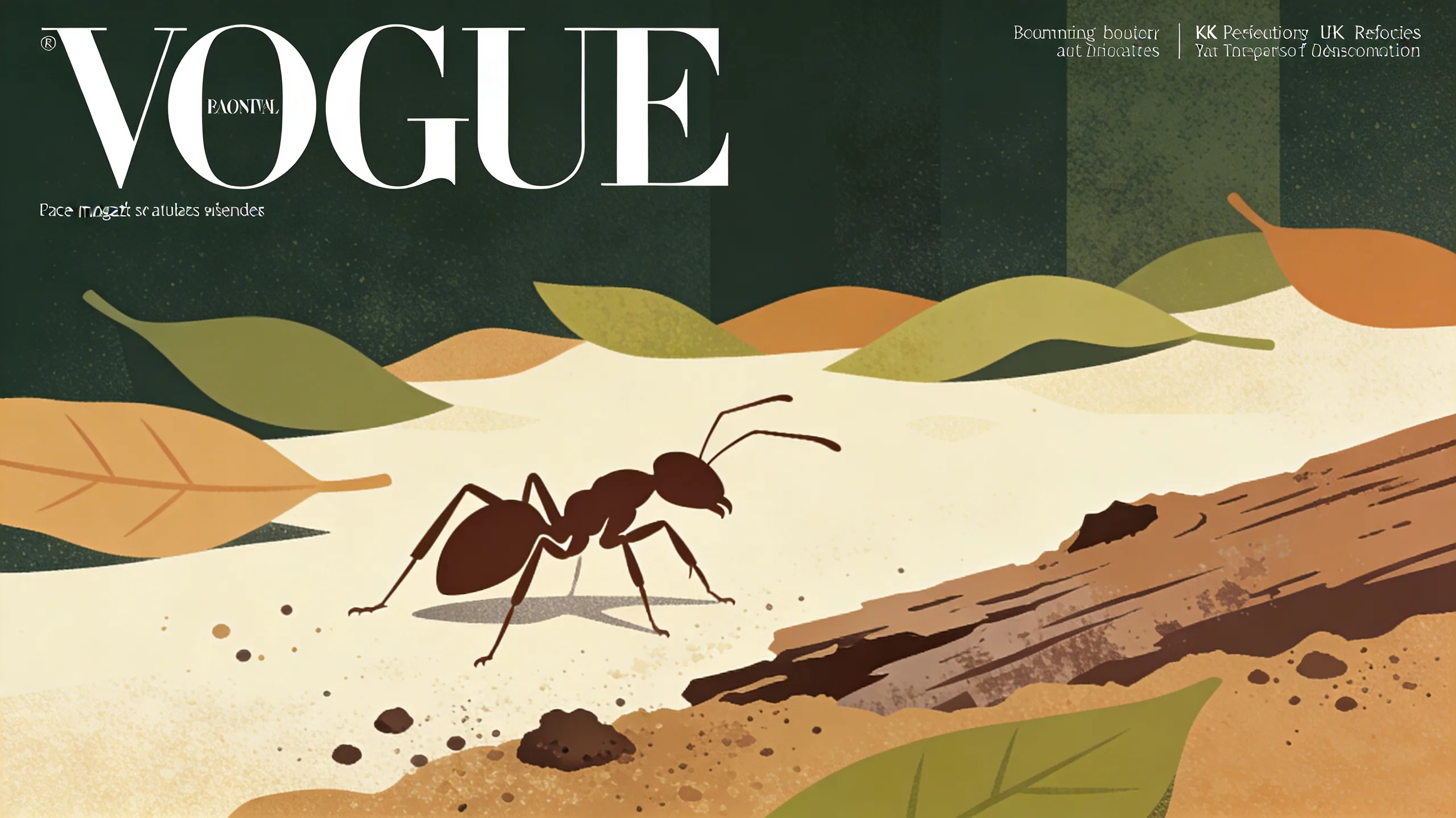 Dark brown Asian needle ant on forest floor with leaf litter and soil background