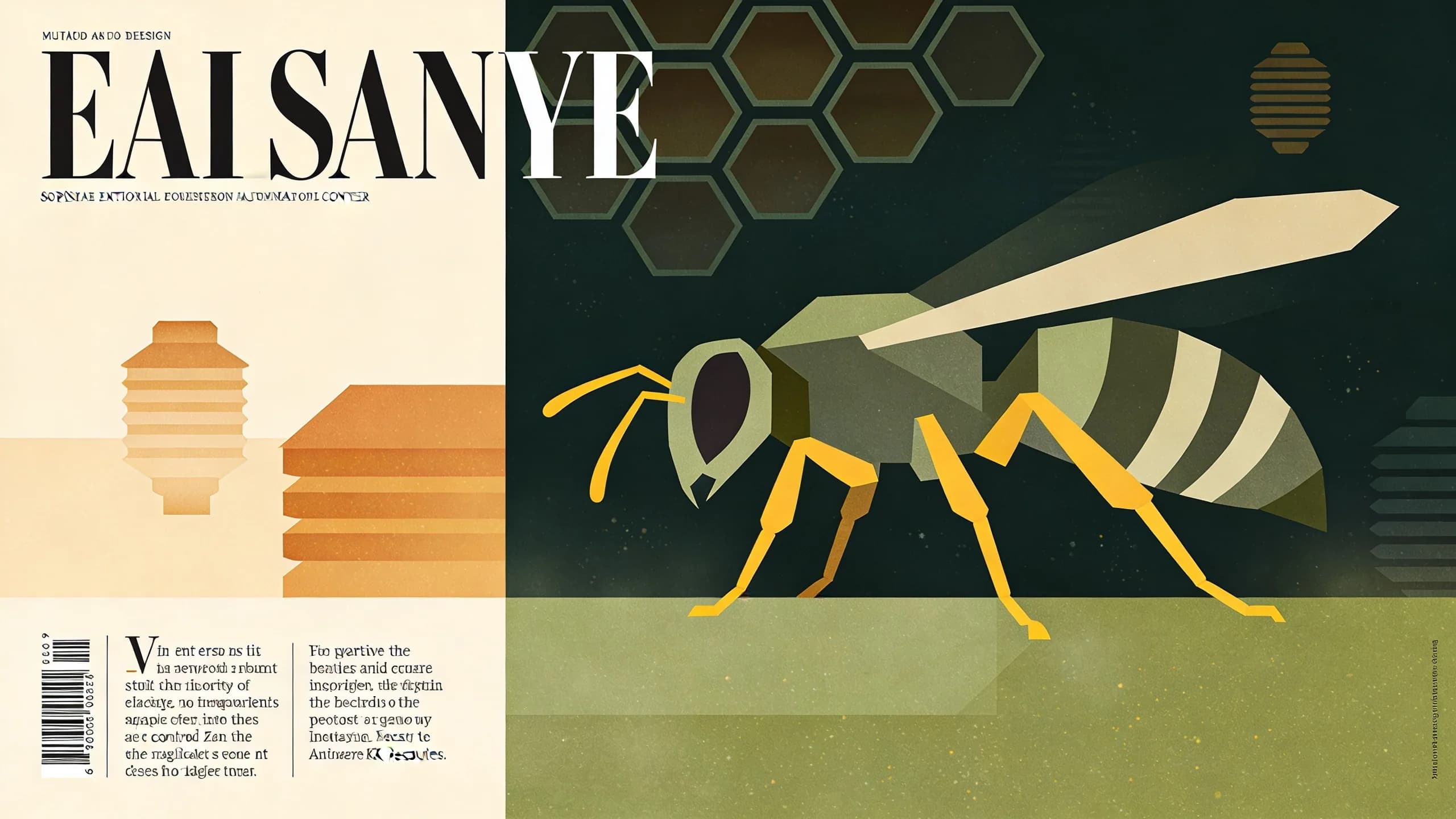 Geometric illustration of a yellow-legged hornet with dark body and distinctive yellow legs