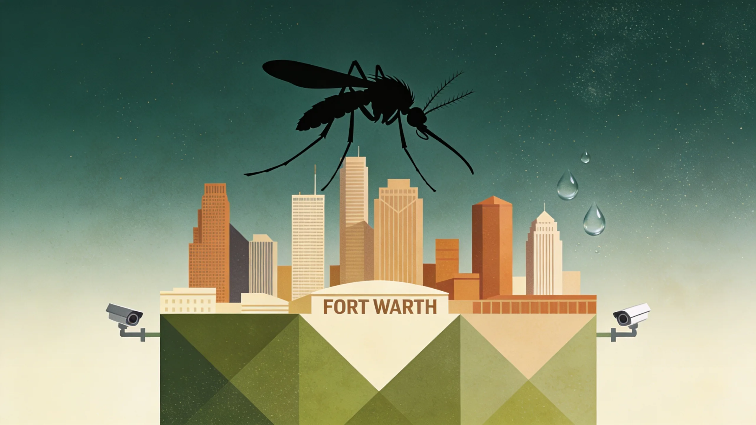 Mosquito surveillance trap in Tarrant County with health official inspecting samples