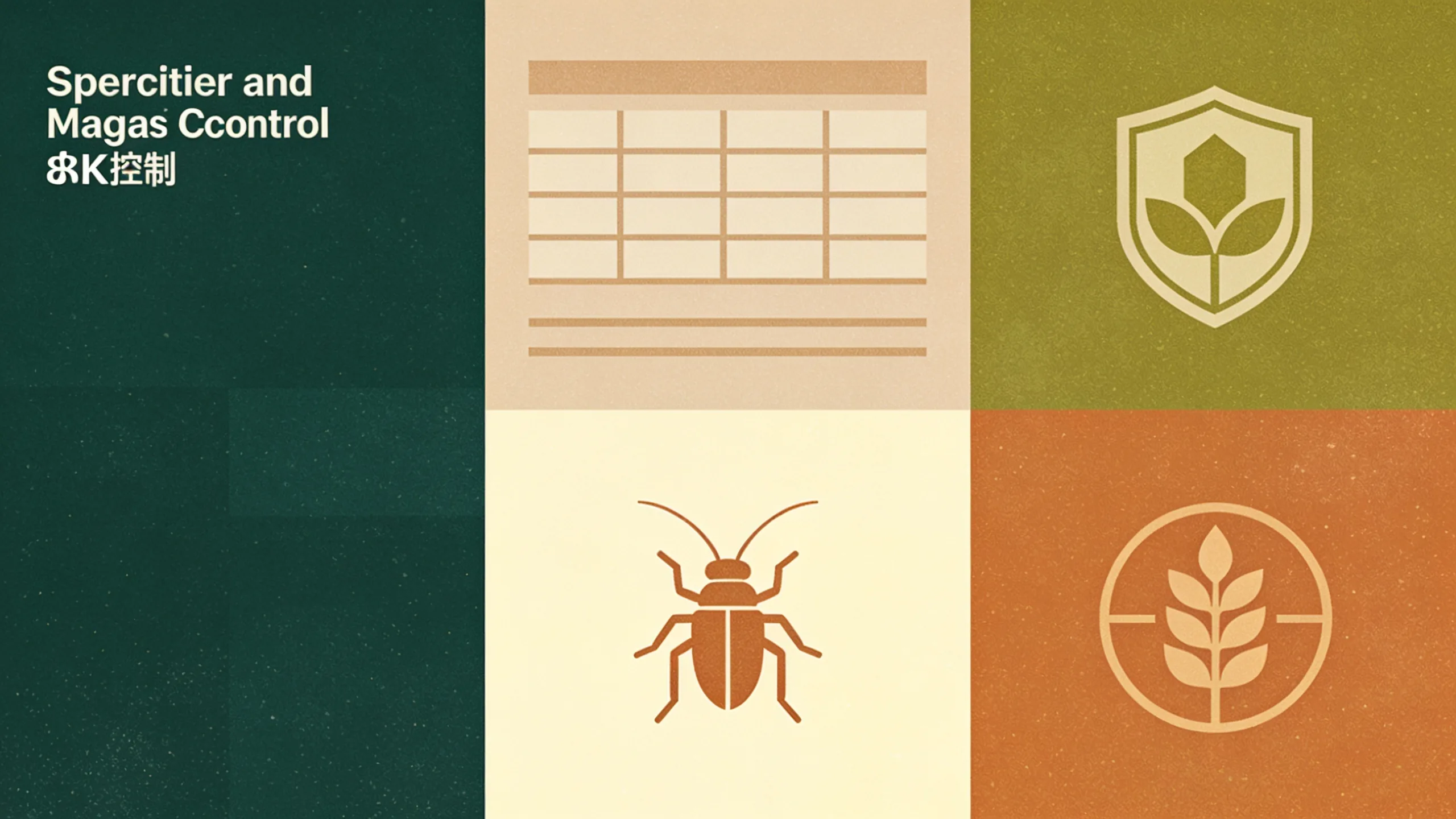 Abstract illustration of bilingual documents with geometric patterns and regulatory symbols
