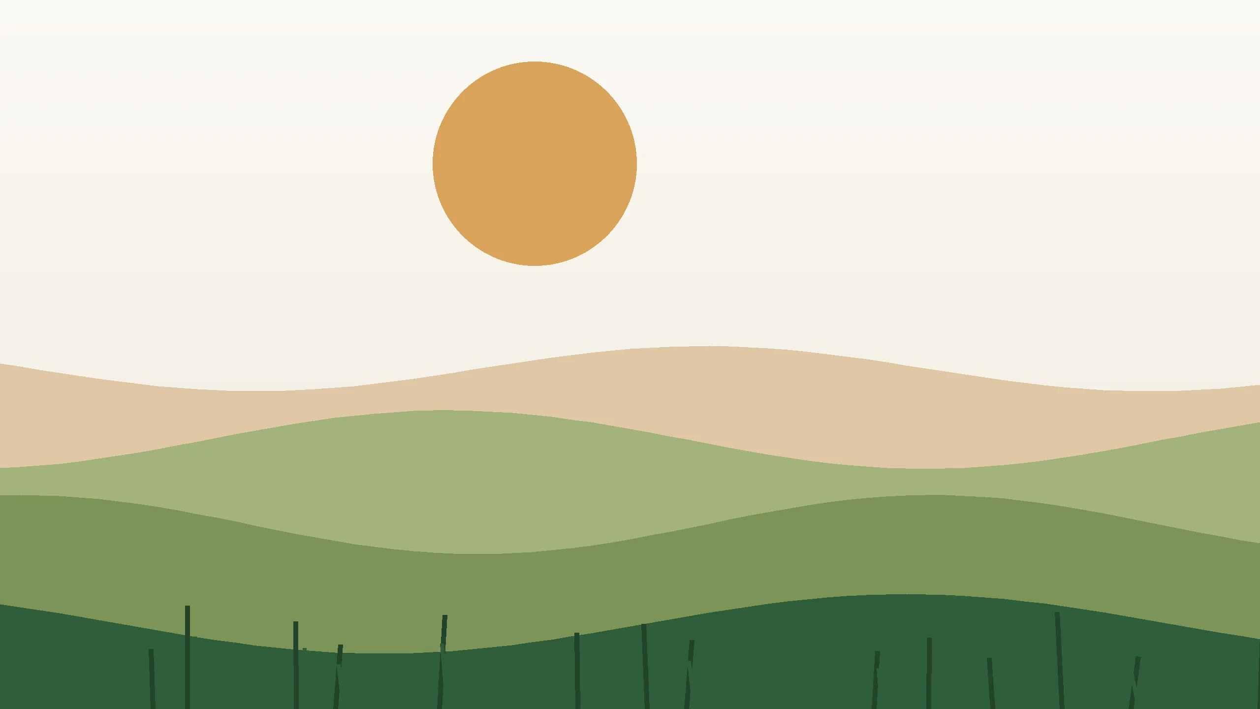Minimal editorial illustration of geometric drainage ditches holding standing water beside abstract South Texas rooftops, in muted olive green, amber and cream