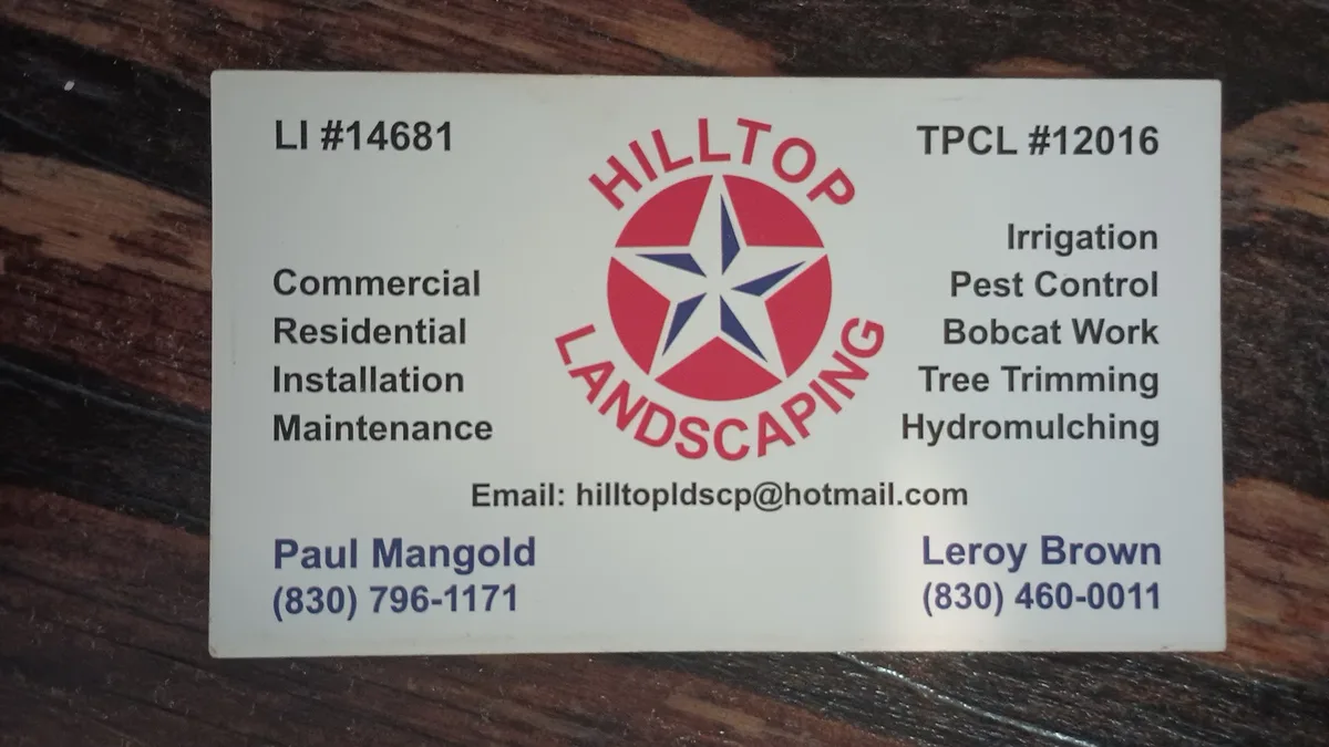 Hilltop Landscaping Service in Bandera, TX — business photo 2