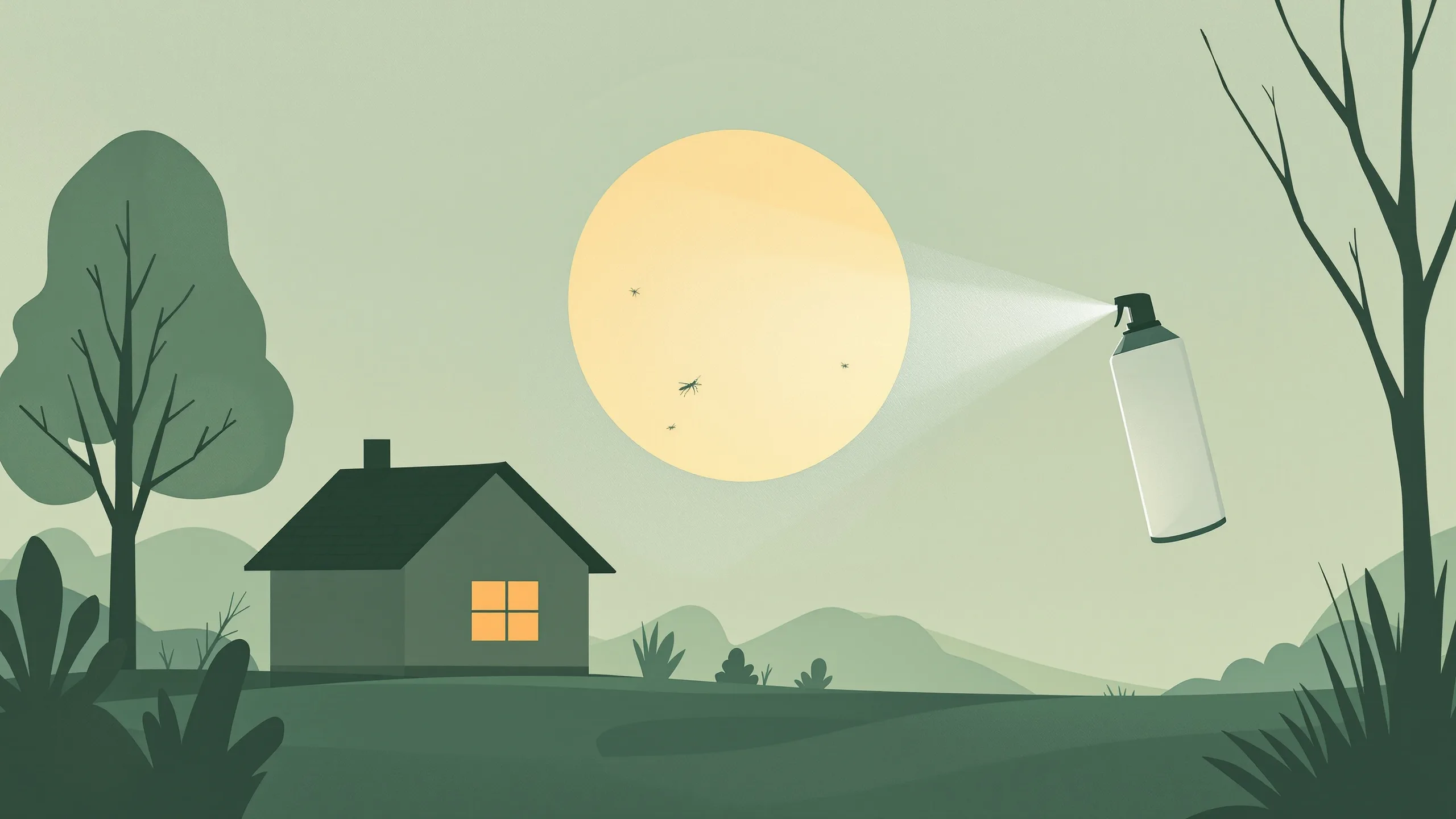 Applying EPA-registered insect repellent spray before an evening on a Texas porch